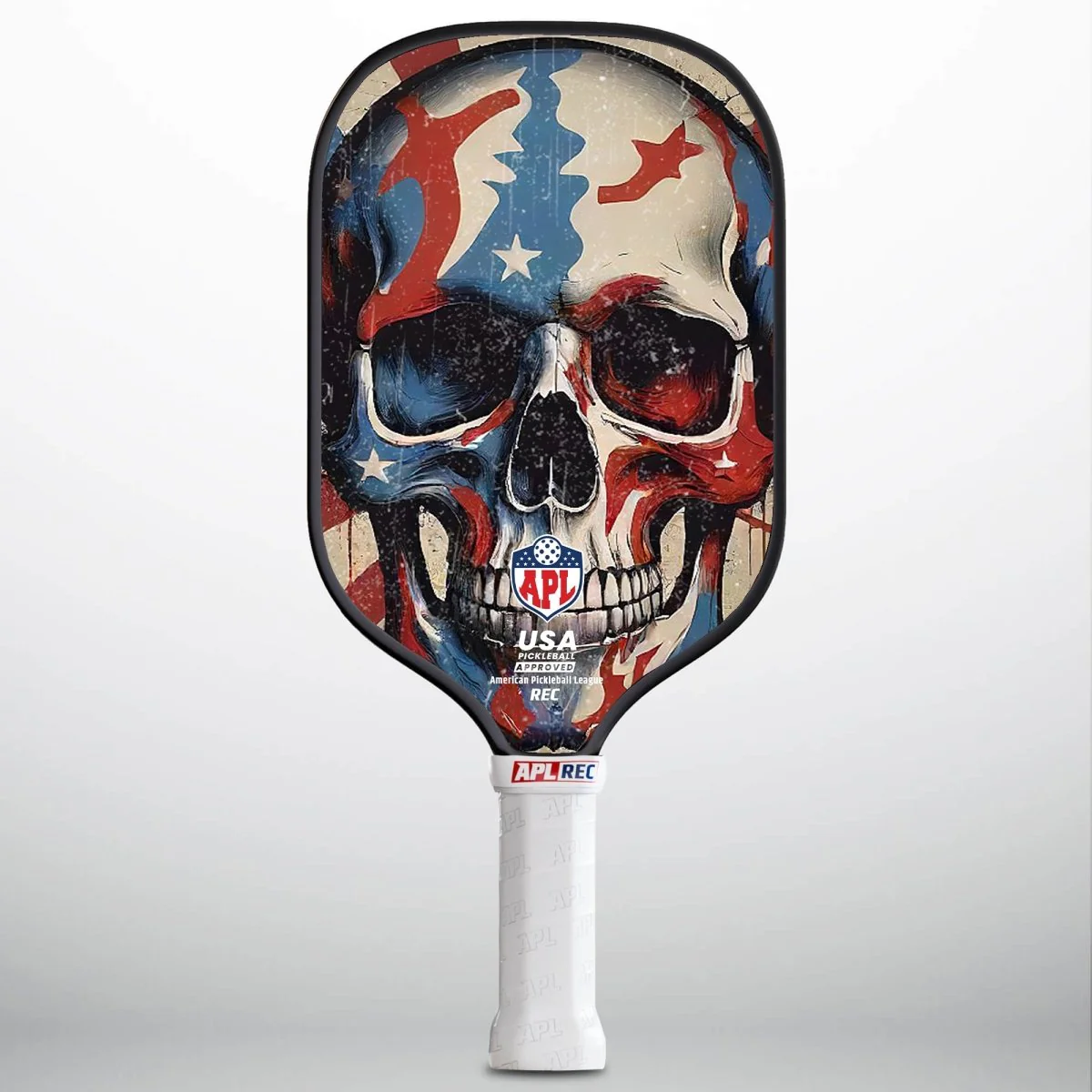APL - Red Blue Colored Skull Pickleball Paddle | 16mm Carbon Fiber | Best Pickleball Paddles | American Pickleball League
