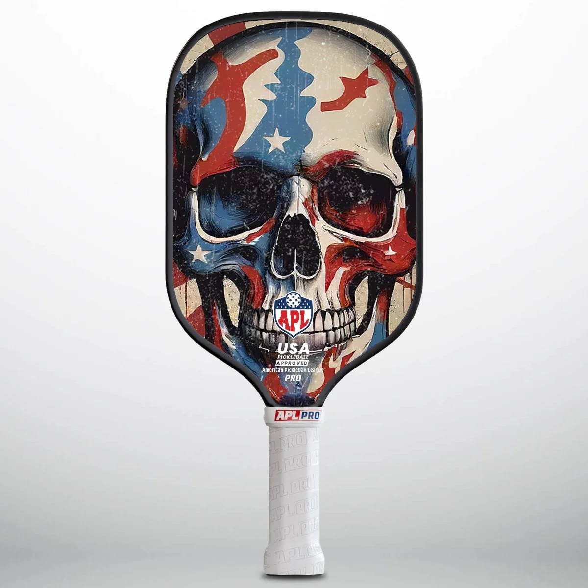APL - Red Blue Colored Skull Pickleball Paddle | 16mm Carbon Fiber | Best Pickleball Paddles | American Pickleball League - Image 3