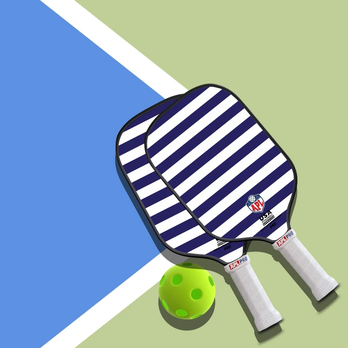 APL - White Blue Lines Pickleball Paddle | 16mm Carbon Fiber | Best Pickleball Paddles | American Pickleball League - Image 12