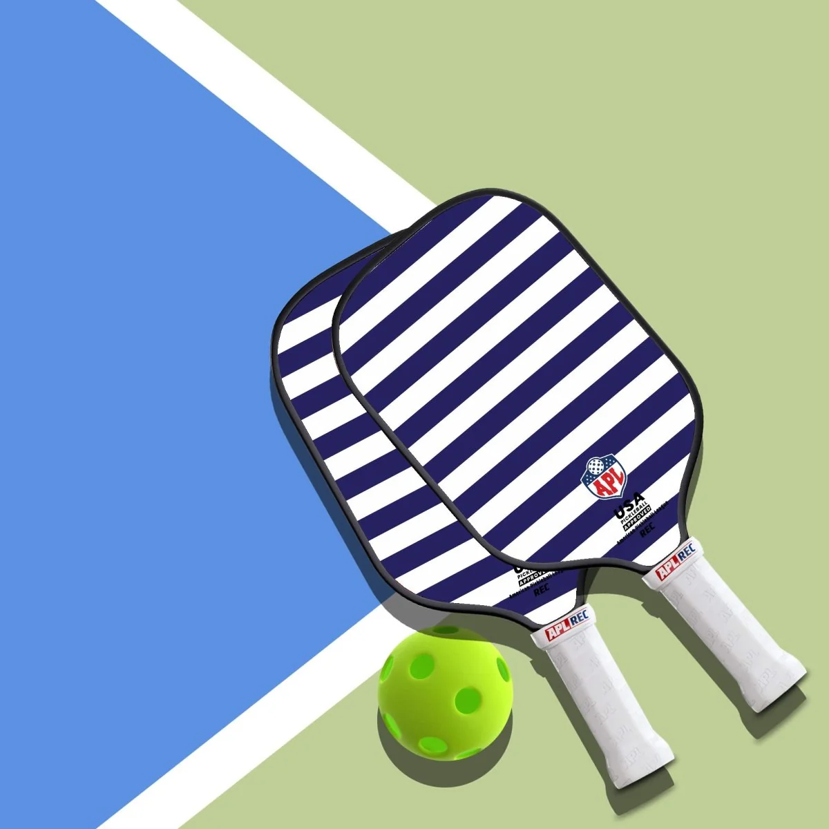 APL - White Blue Lines Pickleball Paddle | 16mm Carbon Fiber | Best Pickleball Paddles | American Pickleball League - Image 4