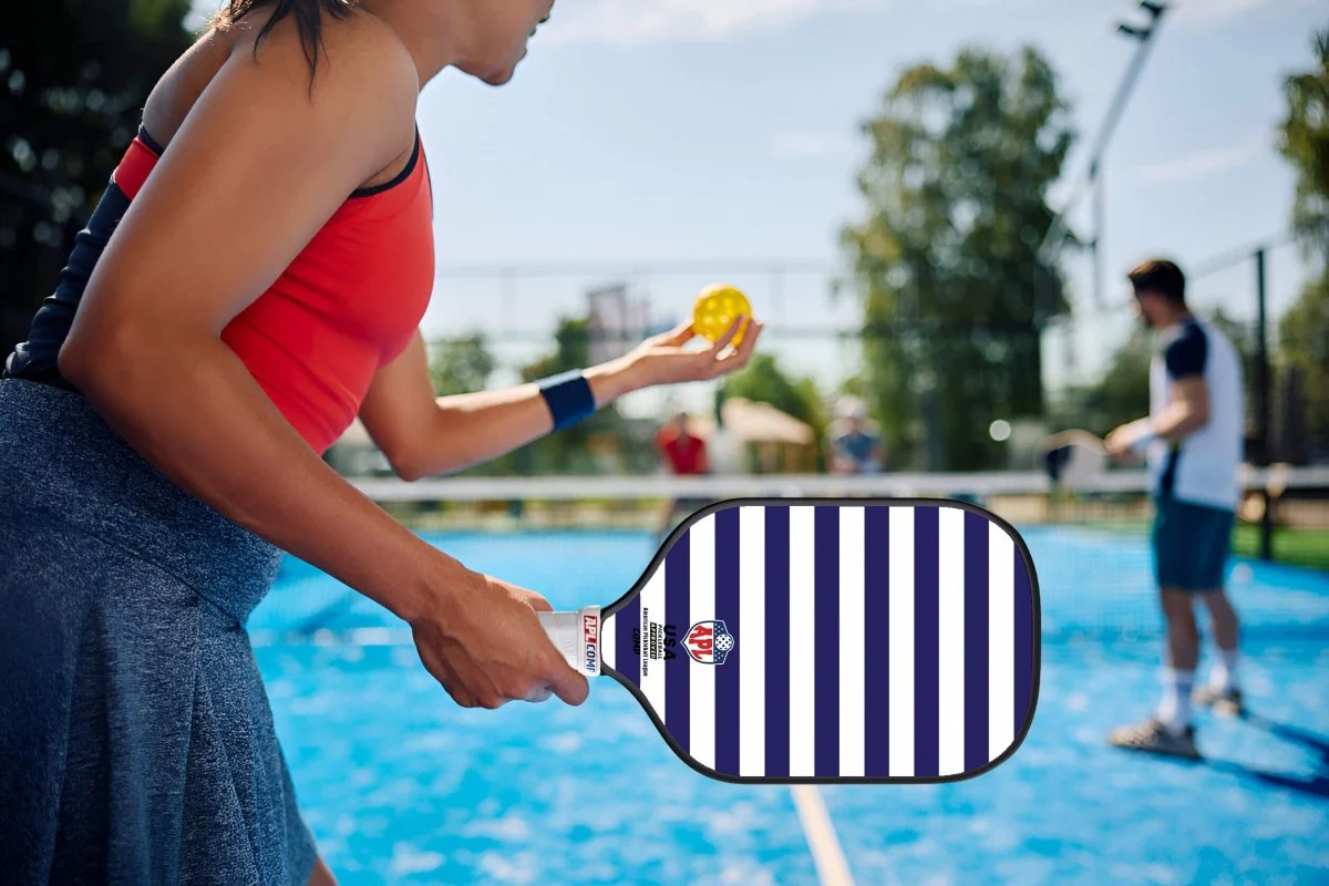 APL - White Blue Lines Pickleball Paddle | 16mm Carbon Fiber | Best Pickleball Paddles | American Pickleball League - Image 7