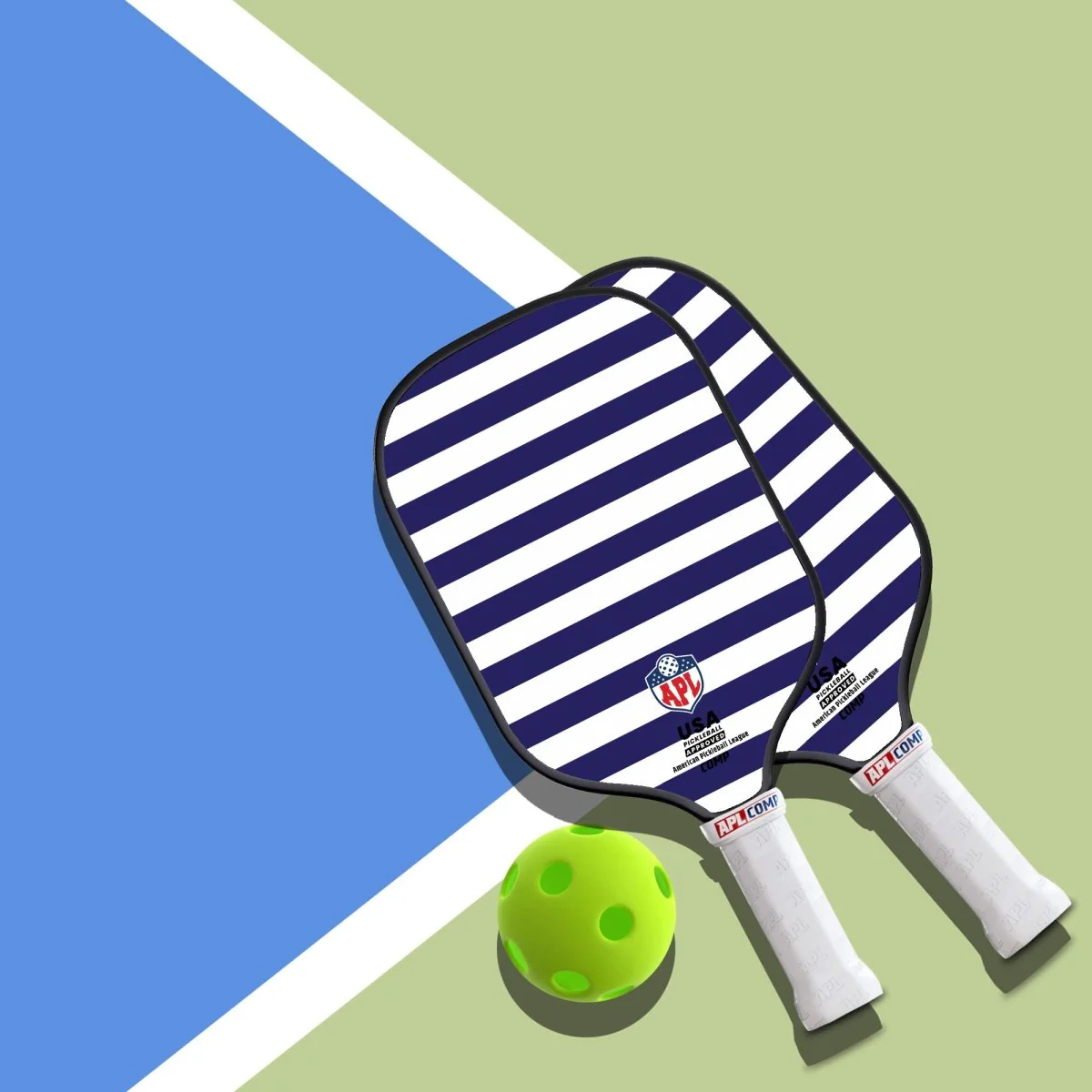 APL - White Blue Lines Pickleball Paddle | 16mm Carbon Fiber | Best Pickleball Paddles | American Pickleball League - Image 8