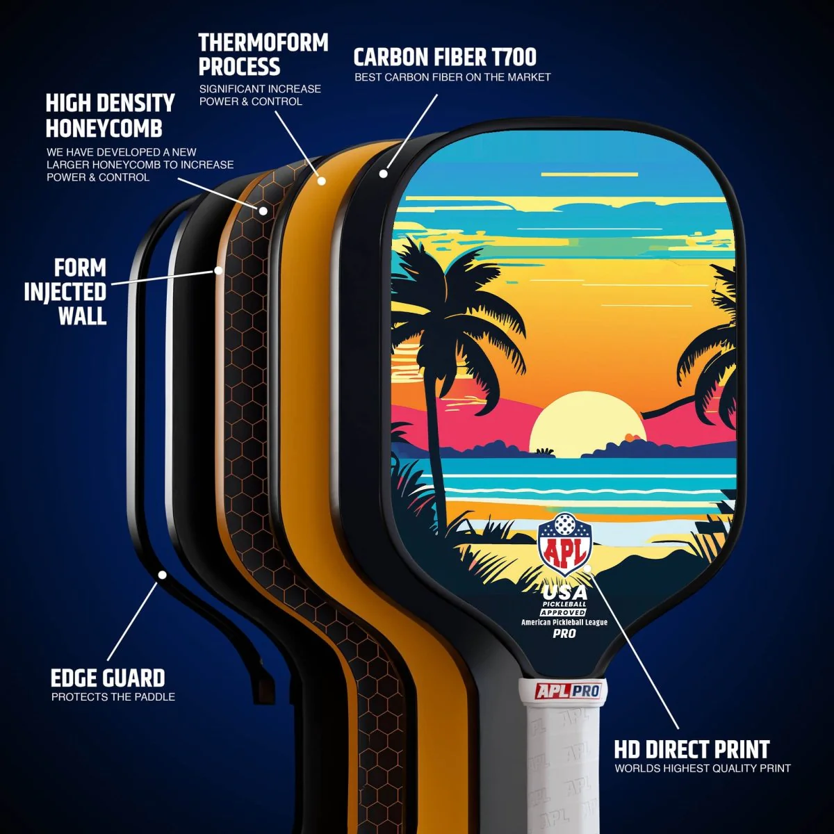 APL - Sunset Pickleball Paddles | 16mm Carbon Fiber | Best Pickleball Paddles | American Pickleball League - Image 10