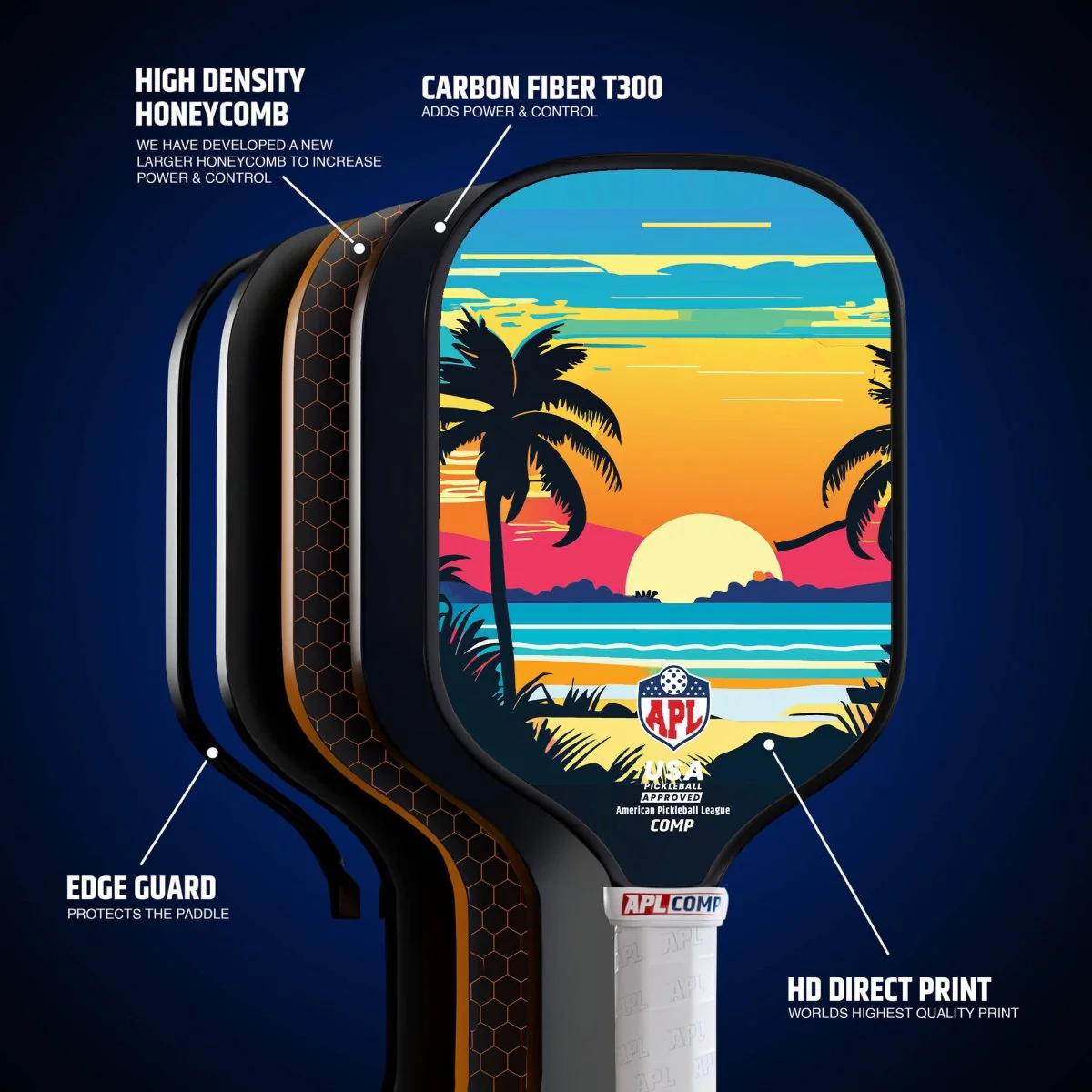 APL - Sunset Pickleball Paddles | 16mm Carbon Fiber | Best Pickleball Paddles | American Pickleball League - Image 6