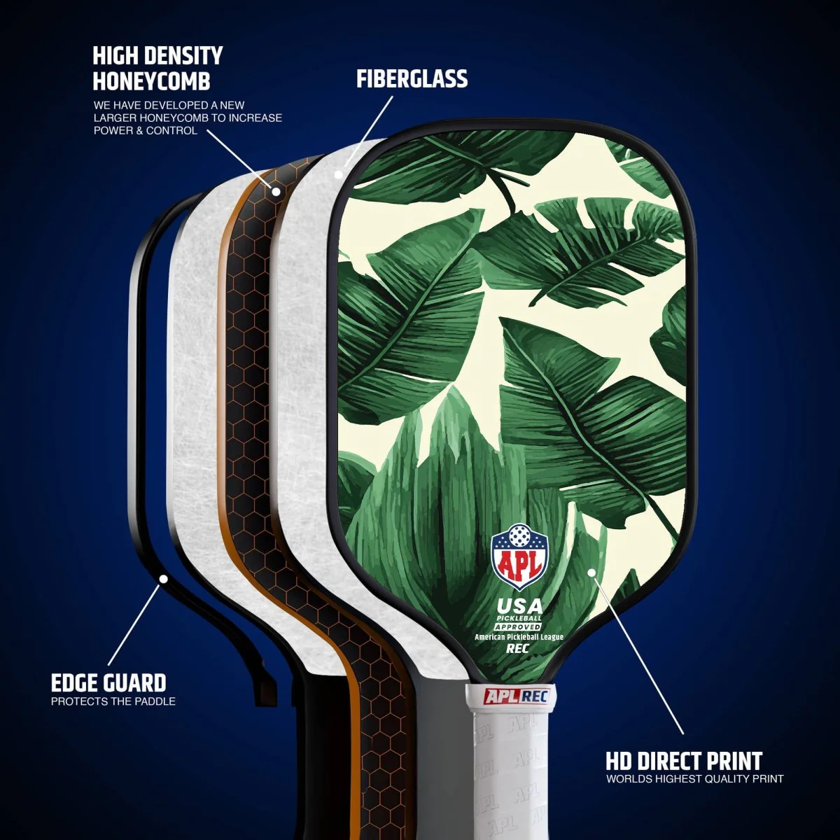 APL - Green Leaves Pickleball Paddle | 16mm Carbon Fiber | Best Pickleball Paddles | American Pickleball Leage - Image 2
