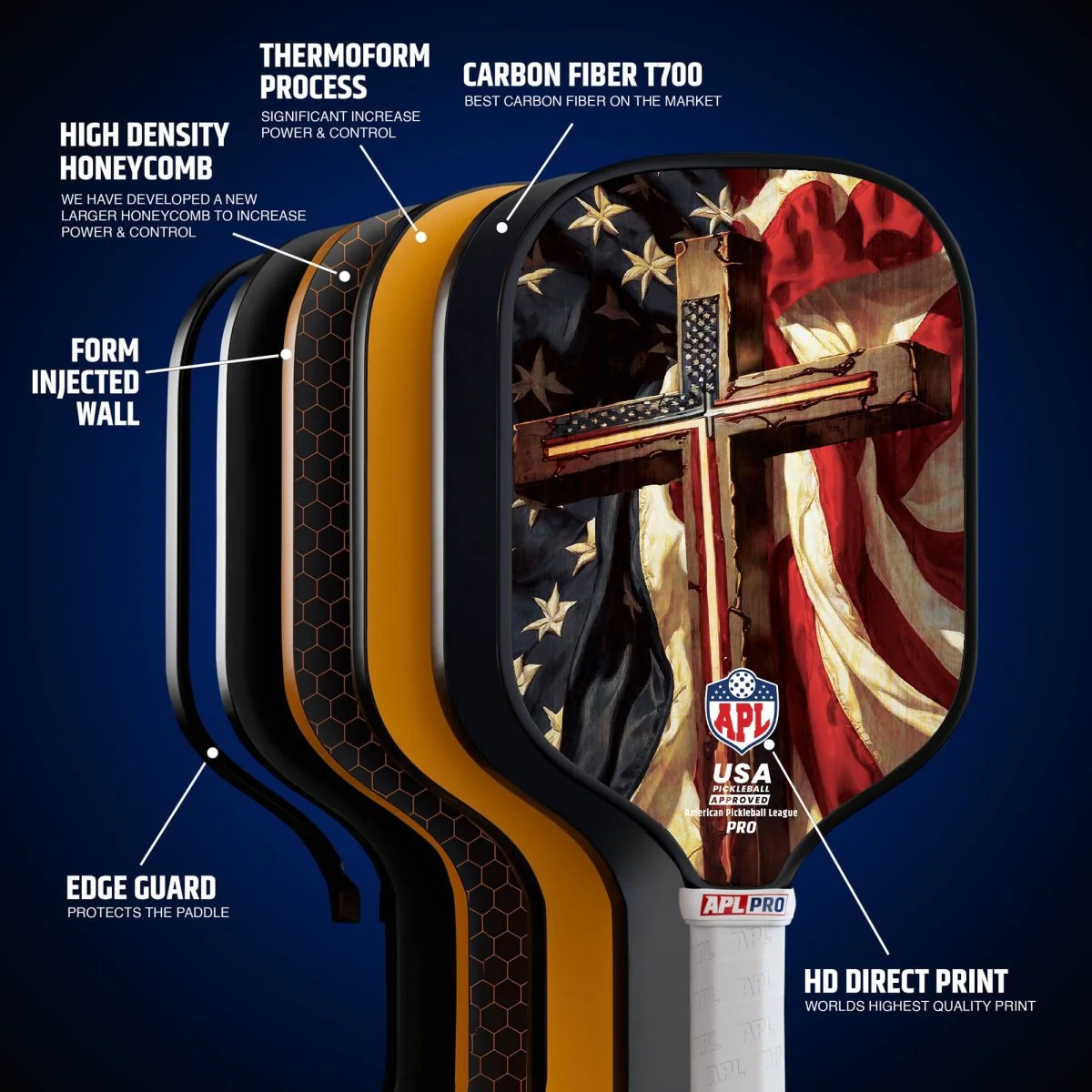 APL - Cross Flag | 16mm Carbon Fiber | Best Pickleball Paddles | American Pickleball League - Image 10