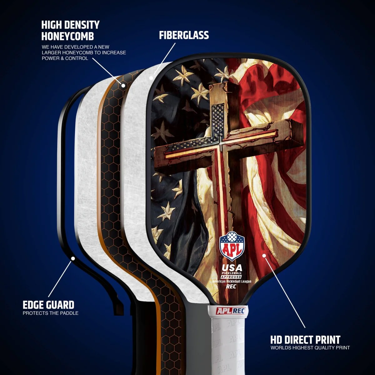 APL - Cross Flag | 16mm Carbon Fiber | Best Pickleball Paddles | American Pickleball League - Image 2