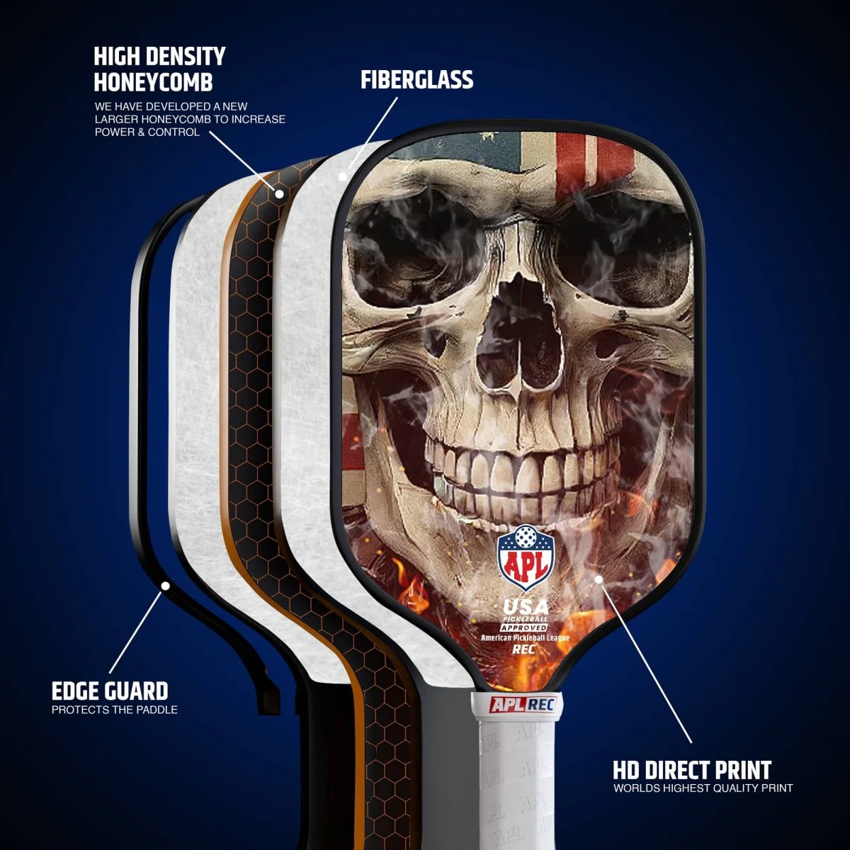 APL - Smoky Skull Pickleball Paddle | 16mm Carbon Fiber | Best Pickleball Paddles | American Pickleball League - Image 2