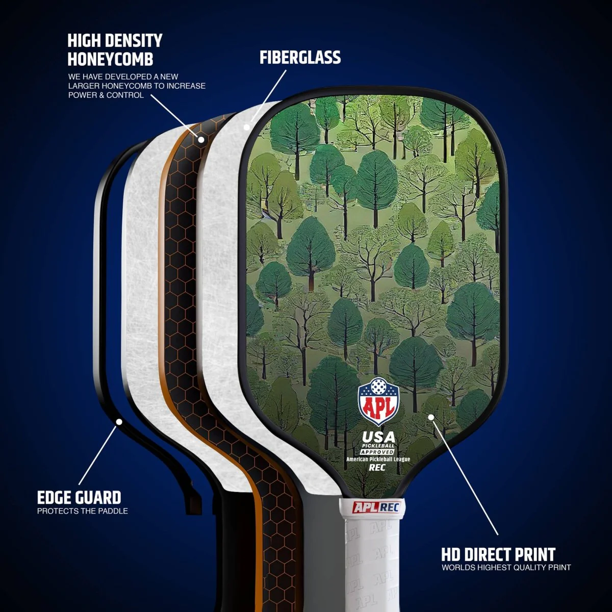 APL - Trees Pickleball Paddle | 16mm Carbon Fiber | Best Pickleball Paddles | American Pickleball League - Image 3