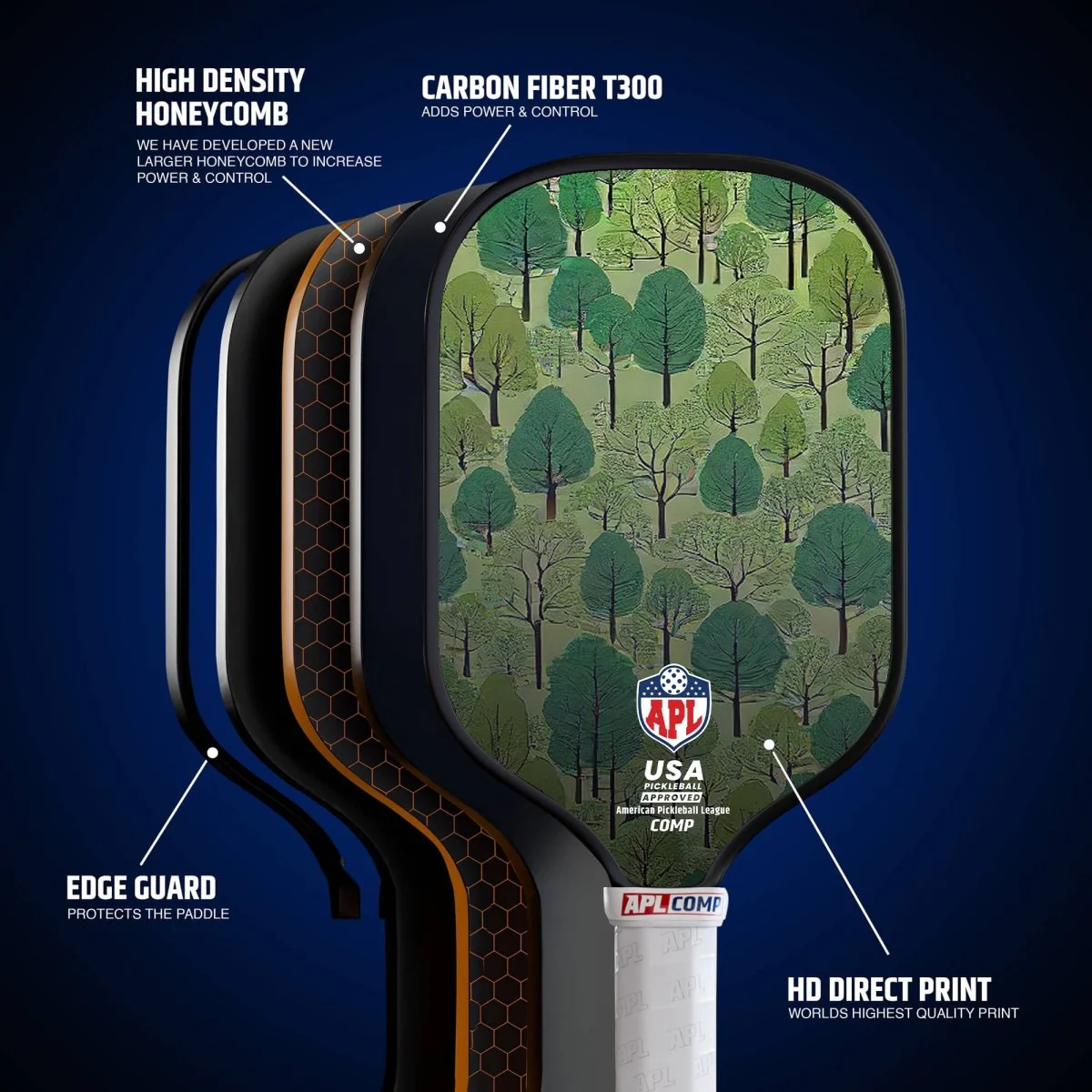 APL - Trees Pickleball Paddle | 16mm Carbon Fiber | Best Pickleball Paddles | American Pickleball League - Image 6