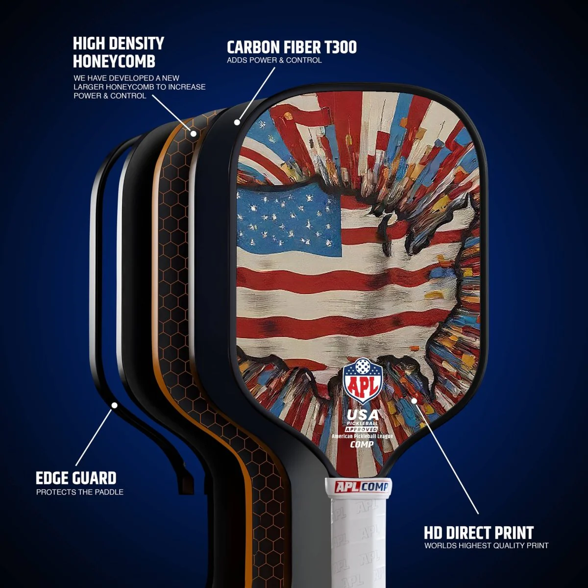 APL - US Map Pickleball Paddle | 16mm Carbon Fiber | Best Pickleball Paddles | American Pickleball League - Image 6