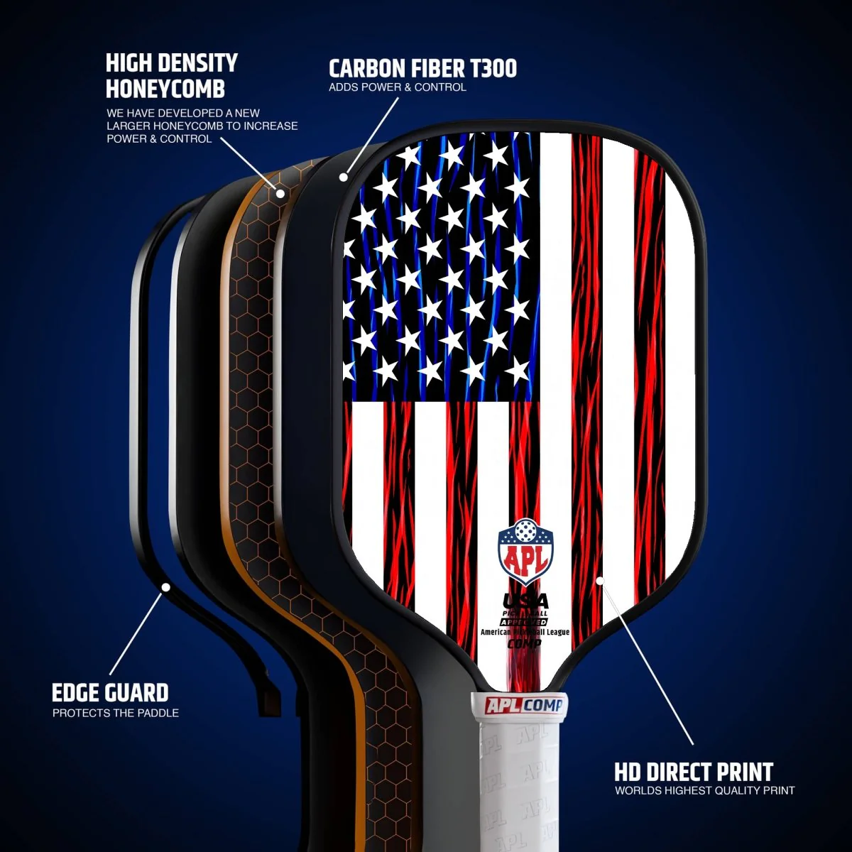 APL - US Flag Pickleball Paddle | 16mm Carbon Fiber | Best Pickleball Paddles | American Pickleball League - Image 6