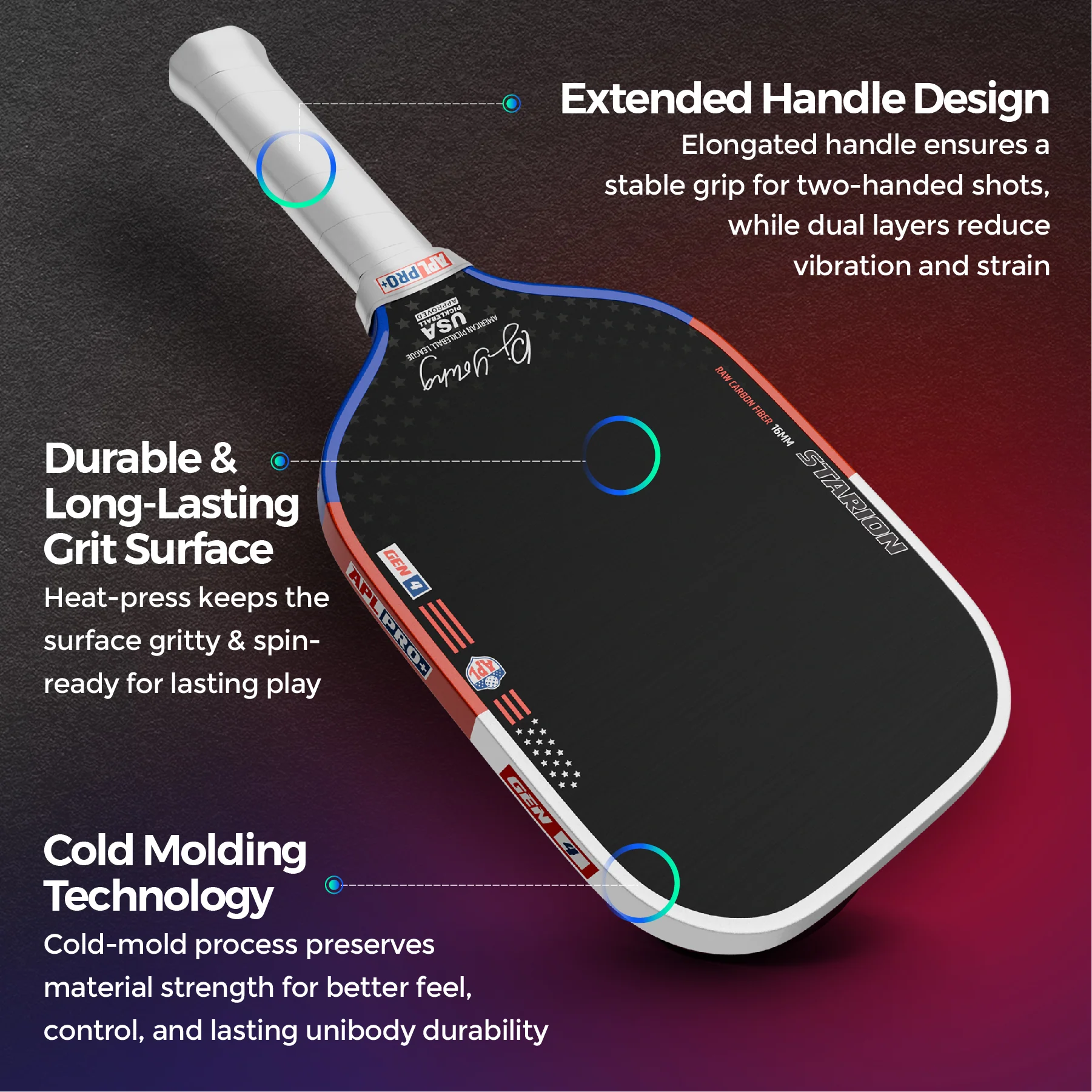 APL Frontier Pro+ 16mm Pickleball Paddle | Carbon Fiber | Gen 4 Thermoformed Foam Technology - Image 2