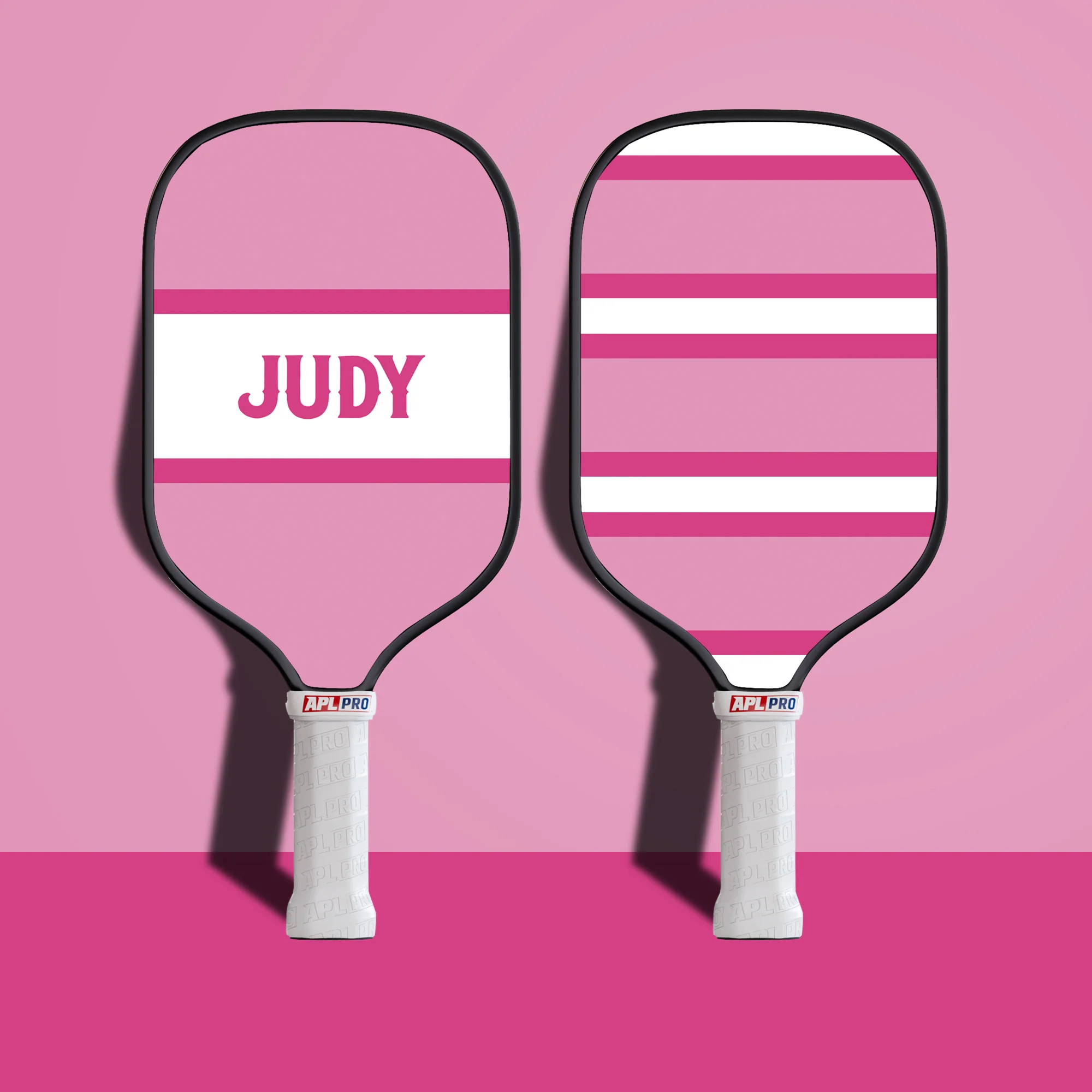 Personalized Pink White Stripes Name Paddle - Image 4